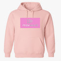Moletom com estampa frontal de logotipo com nome "movwork" e seta dupla ao lado em retângulo, e estampa traseira idêntica à frontal.