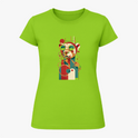 Camiseta com estampa frontal de um panda estilizado em formas geométricas e óculos de sol, com um design moderno composto por linhas e círculos abstratos.