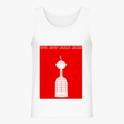 Regata com estampa frontal de um troféu estilizado sob fundo vermelho, com os anos 1981, 2019, 2022 e 2025 destacados na parte superior.