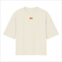 Camiseta com estampa frontal de um logotipo minimalista "PK" e estampa traseira de um guerreiro samurai com espada empunhada, acompanhado do texto "Parker Squad".