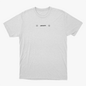 Camiseta com estampa frontal de texto estilizado "just ship it" e ícones circulares e estampa traseira de frase inspiradora "MAKE MONEY AND FRIENDS".