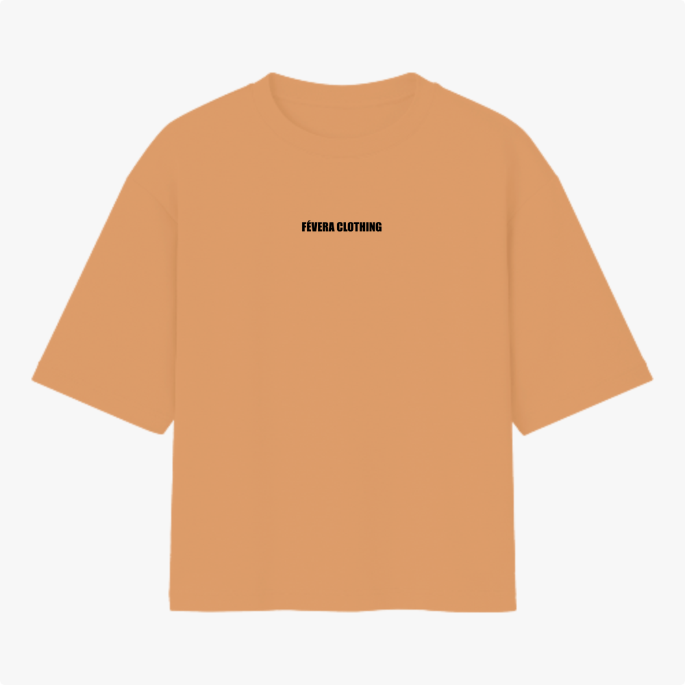 Camiseta com estampa frontal de "Févera Clothing" e estampa traseira de texto bíblico "O senhor é o meu pastor e nada me faltará", salmo 23, e um desenho de ovelha.