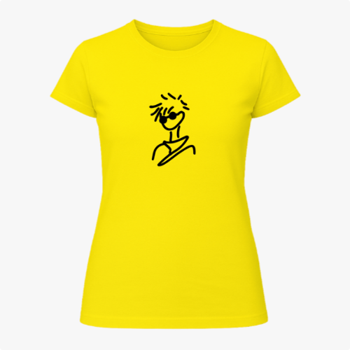 Camiseta com estampa frontal de desenho minimalista, mostrando um rosto humanizado em linhas pretas fluidas, transmitindo simplicidade e estilo moderno.