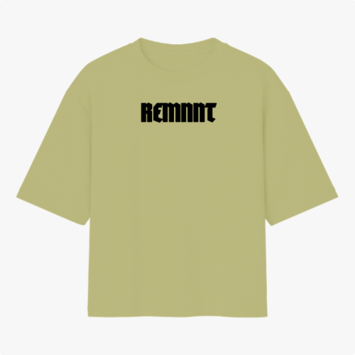 Camiseta com estampa frontal de "REMNNT" e estampa traseira de "Faith" acompanhada da frase "The just shall live by faith Hab 2:4".