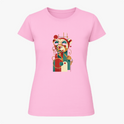 Camiseta com estampa frontal de um panda estilizado em formas geométricas e óculos de sol, com um design moderno composto por linhas e círculos abstratos.
