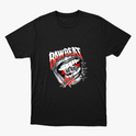 Camiseta com estampa frontal de boca escancarada mostrando a língua com as letras "RB" e estrelas pontiagudas ao lado da palavra "Rawbeat" em destaque.
