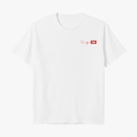 Camiseta com estampa frontal de coração e linha de batimentos e estampa traseira de coração anatômico atravessado por espada e texto "Salmos 119:105".