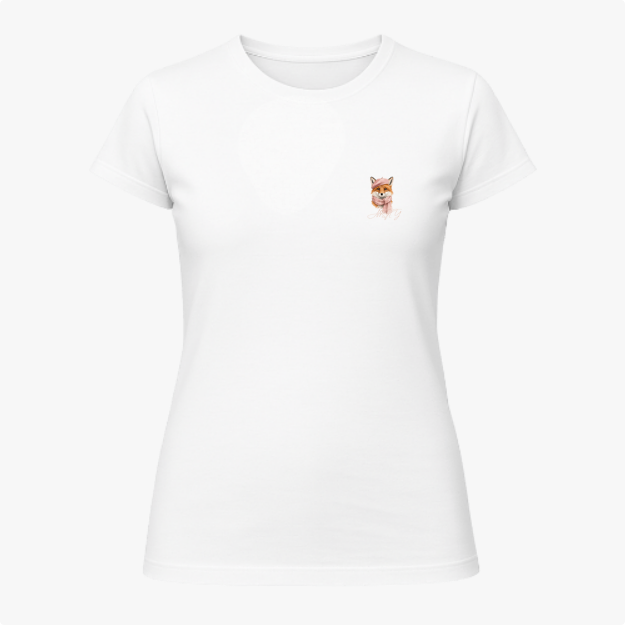 Camiseta com estampa frontal de um adorável cachorro usando uma coroa real, com a inscrição "Motty" em estilo cursivo logo abaixo do desenho.