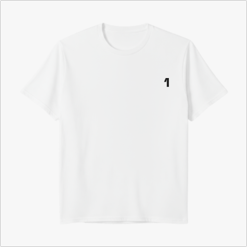 Camiseta com estampa frontal de número pequeno no peito e estampa traseira de número grande dominando o centro das costas, criando um efeito esportivo.