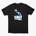 Camiseta com estampa frontal de um alienígena estilizado ao lado da frase "BUSQUE TRATAMENTO MEU AMIGO" em letras maiúsculas e negrito.