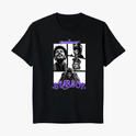 Camiseta com estampa frontal de quatro retratos em quadrinhos de um artista musical, acompanhada do texto estilizado "Starboy" e "House of Balloons".