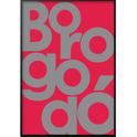 Quadro com estampa frontal de letras grandes sobrepostas na palavra "Borogodó".
