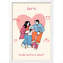 {"product-type":"quadros","description":"Quadro com estampa ilustrativa de casal e cachorro sobre coração grande, pequenos corações e palavras 'lar é onde mora o amor' ao redor."}
