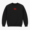 Moletom com estampa frontal de "No Mercy Club" em estilo gótico e estampa traseira de cobra ameaçadora com detalhes gráficos de gotas e traços intensos.