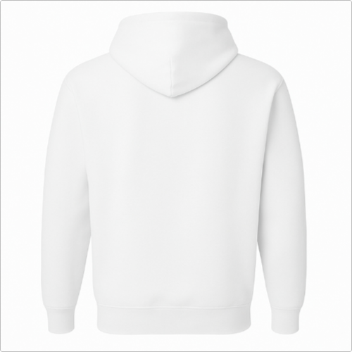 Moletom com estampa frontal de pequenas letras formando a frase "Training Purposes" centralizada acima do bolso e costas lisas sem estampa.