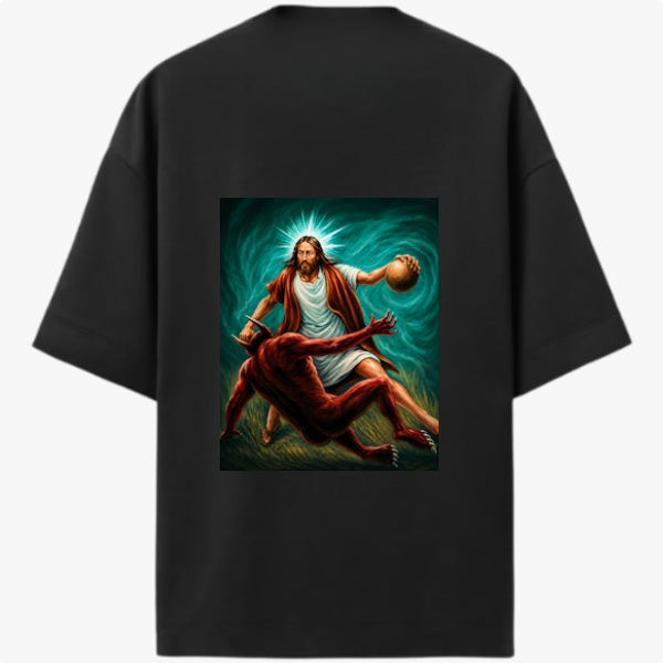 "Camiseta Oversized Premium Jesus Basketball – Faith Over Fear" Camiseta Oversized Premium