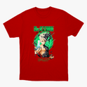 Camiseta com estampa frontal de personagem anime segurando um frasco, envolto em elementos científicos e letras "Dr. Stone" acima e "E=MC²" abaixo.
