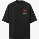 Camiseta com estampa frontal de coração entre halteres com "PERSONAL @jefte_sales" e estampa traseira ampliada do mesmo design detalhado.