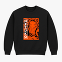 Moletom com estampa frontal de personagem em traços escuros contornados por um retângulo junto ao nome "Nezuko" em letras verticais estilizadas.