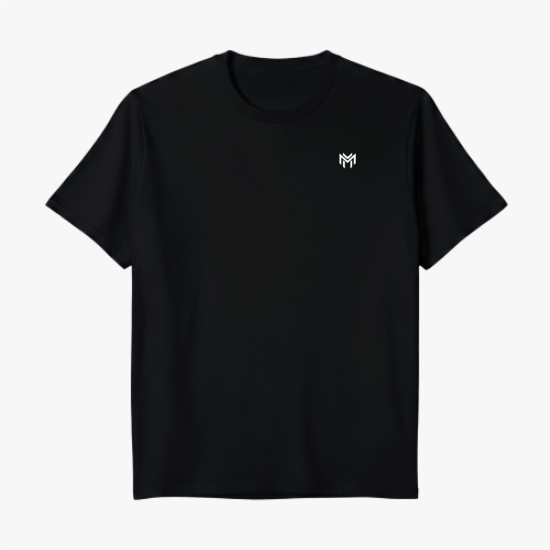 Camiseta com estampa frontal de um símbolo estilizado minimalista.