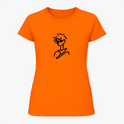 Camiseta com estampa frontal de desenho minimalista, mostrando um rosto humanizado em linhas pretas fluidas, transmitindo simplicidade e estilo moderno.