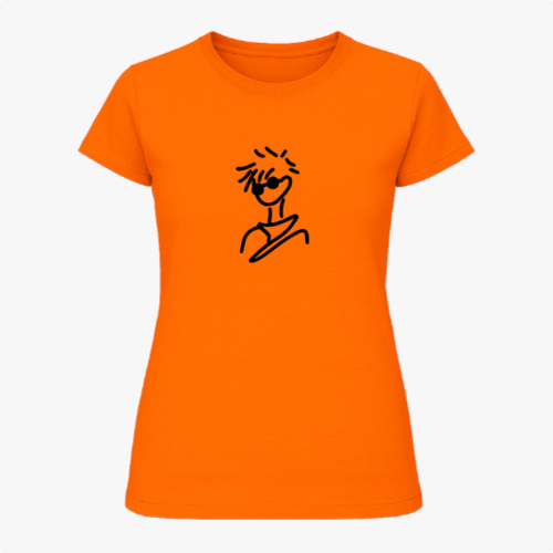 Camiseta com estampa frontal de desenho minimalista, mostrando um rosto humanizado em linhas pretas fluidas, transmitindo simplicidade e estilo moderno.