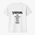 Camiseta com estampa frontal de "aparigraha. desapego" e estampa traseira de termos "yamas, satya, brahmacharya, ahimsa, asteya, aparigraha" com suas traduções.