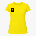 Camiseta com estampa frontal de chama pequena e estampa traseira de chama grande com texto "INCENDEIE SEU CORAÇÃO" sobreposta.