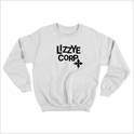 Moletom com estampa frontal de texto estilizado "LZZYE CORP" acompanhado de um símbolo geométrico, passando um visual moderno e minimalista.