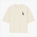 Camiseta com estampa frontal de texto vertical "A.SP.PAS" e estampa traseira de mapa em linhas com "1554" ao centro e "São Paulo" abaixo.