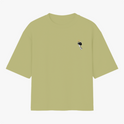 Camiseta com estampa frontal de uma estátua em preto e branco com uma coroa dourada, focando em detalhes faciais clássicos e expressivos.