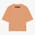 Camiseta com estampa traseira de texto simples "void infinity." centralizado próximo à gola, utilizando uma tipografia limpa e moderna.