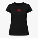 Camiseta com estampa frontal de texto estilizado "No Mercy Club" e estampa traseira de cobra enroscada em posição de ataque com detalhes gotejantes.