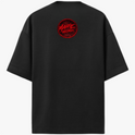 Camiseta com estampa frontal de "pressagio" em fonte estilizada e estampa traseira de círculo com "Maffie Records" no centro, ambos com aparência desgastada.