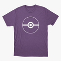 Camiseta com estampa frontal de um círculo com uma linha horizontal ao centro, detalhado com um círculo menor no meio, lembrando um design geométrico.