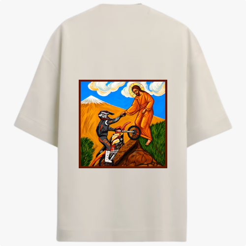 "Camiseta Oversized Premium Jesus Levanta os Destemidos" Camiseta Oversized Premium