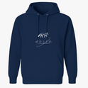 Moletom com estampa frontal de linha que forma um lobo detalhado, acompanhado de texto estilizado, criando um design minimalista e sofisticado.