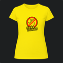 Camiseta com estampa frontal de uma mão dentro de um símbolo de proibição, acompanhada da frase "Fora ladrão!" em letras estilizadas.