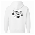 Moletom com estampa frontal de texto simples "Sunday Running Club" no peito e estampa traseira maior com o mesmo texto com adicional "ninexproject".