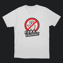 Camiseta com estampa frontal de uma mão aberta dentro de um círculo com uma linha diagonal sobreposta, acompanhada da frase "Fora Ladrão!".