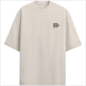Camiseta com estampa frontal de texto pequeno "Creatives Are The New Athletics" e estampa traseira de texto "Creatives Are The New Athletics" com parágrafo explicativo.