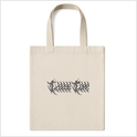Ecobag com estampa frontal de padrão abstrato repetido composto por linhas e formas angulares que se assemelham a espinhos ou galhos estilizados.