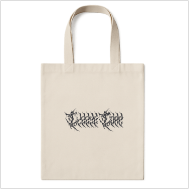 Ecobag com estampa frontal de padrão abstrato repetido composto por linhas e formas angulares que se assemelham a espinhos ou galhos estilizados.