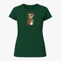 Camiseta com estampa frontal de urso estilizado usando óculos de sol com elementos geométricos e círculos sobrepostos, criando um efeito visual moderno.
