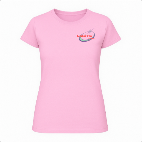 Camiseta com estampa frontal de logo estilizado com elemento circular e detalhes pontiagudos e estampa traseira de esfera central e orbitais entrelaçados.