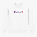 Moletom com estampa frontal de texto em destaque "I am BLESSED" com efeito de sombra, complementado por um detalhe retangular menor ao lado direito.