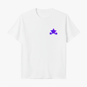 Camiseta com estampa frontal de três estrelas sobrepostas de tamanhos variados e estampa traseira de colagem fotográfica artística com texto "Starboy".