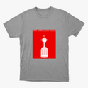 Camiseta com estampa frontal de um troféu estilizado em destaque, acompanhado dos anos 1981, 2019, 2022, 2025 no topo em fonte nítida.