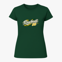 Camiseta com estampa frontal de "Rawbeat 88" em estilo esportivo dinâmico e estampa traseira de "Brasil 88" com mesmo estilo impactante.