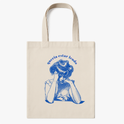 Ecobag com estampa frontal de ilustração retrô de uma mulher com as mãos no rosto, complementada pela frase "queria estar lendo" na parte superior.